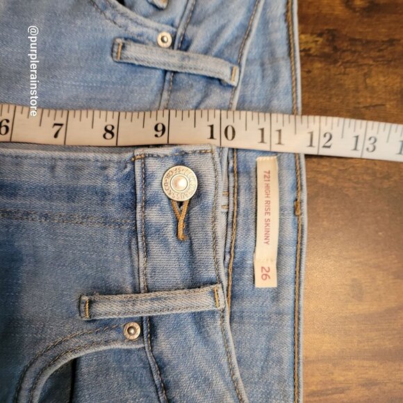 Levi's Jeans 26 Skinny 721 High Rise Medium Light Wash Stretch Denim Western - Picture 9 of 12